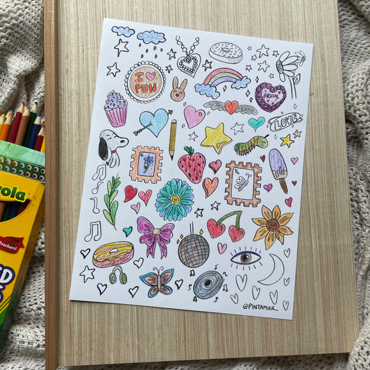 Coloring pages- everything snail mail!