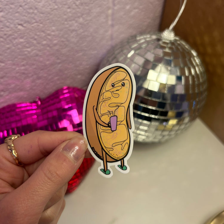 Mateo the Mitochondria (purple cup) Vinyl Sticker