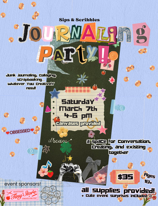 Sips & Scribbles: Adult Journaling Party TICKET [Journaling on Canvases Theme]