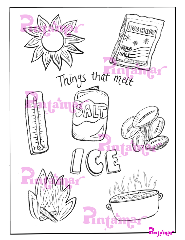 Things that Melt ICE 🧊 Coloring Page